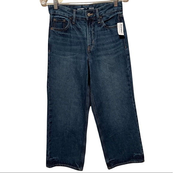 FLASH SALE NWT Old Navy Extra High-Waisted Medium-Wash Cropped Wide-Leg Jeans - Picture 2 of 7